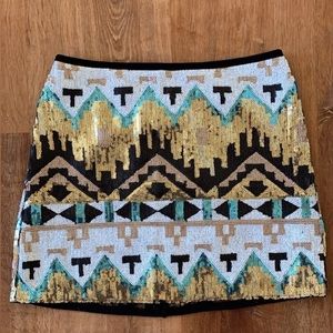 Sequin Aztec Mini Skirt